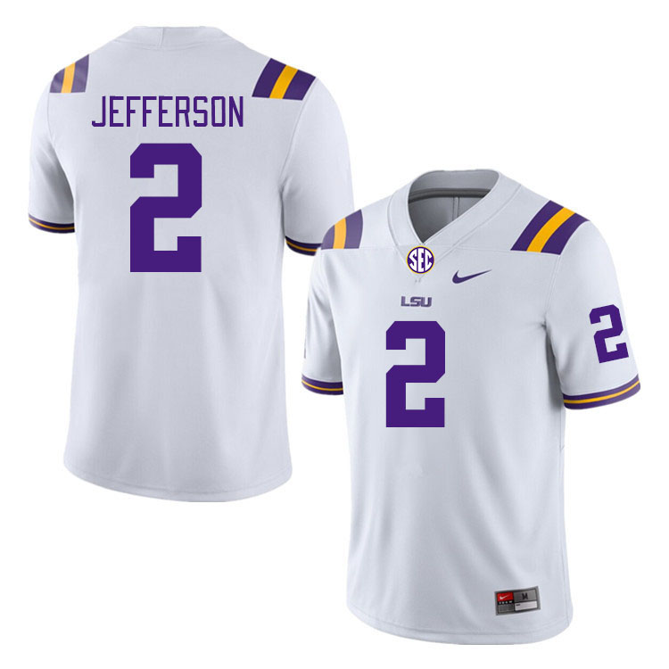 LSU Tigers #2 Justin Jefferson College Football Jerseys Stitched Sale-White